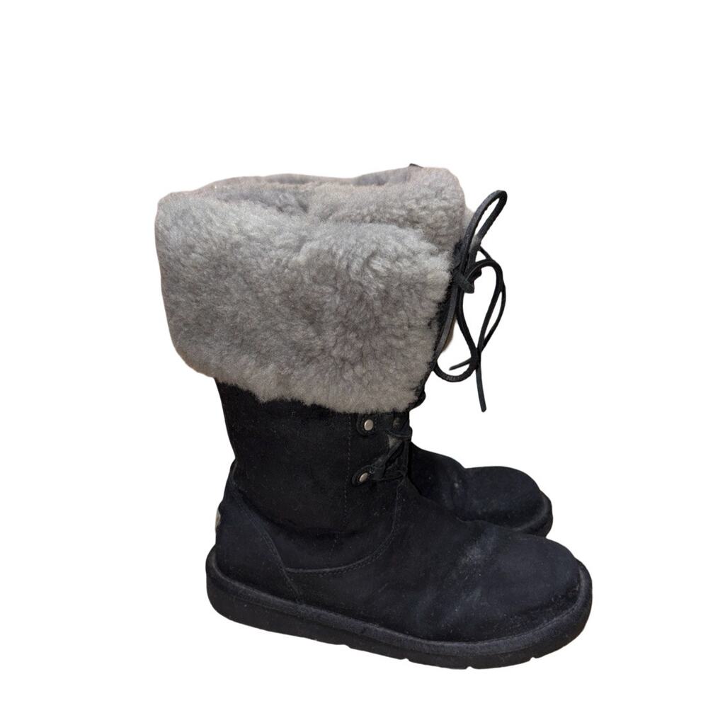 UGG Australia 1892 Montclair Black Suede Leather Shearling Boots Size: US 8